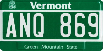 VT license plate ANQ869