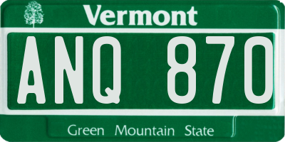 VT license plate ANQ870