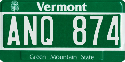 VT license plate ANQ874