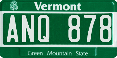 VT license plate ANQ878