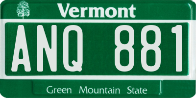 VT license plate ANQ881