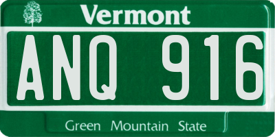 VT license plate ANQ916