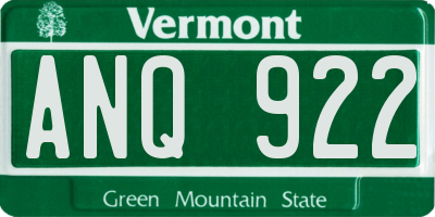VT license plate ANQ922