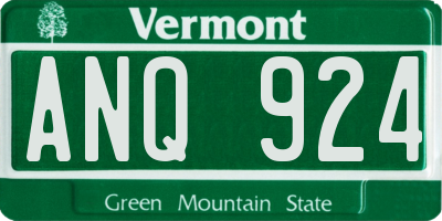 VT license plate ANQ924
