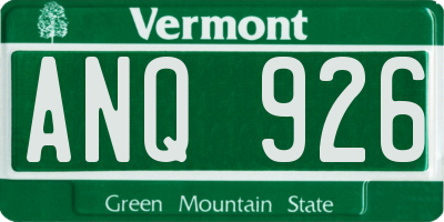VT license plate ANQ926