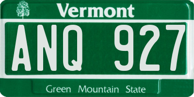 VT license plate ANQ927