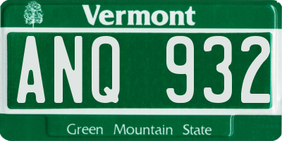 VT license plate ANQ932
