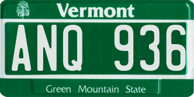 VT license plate ANQ936