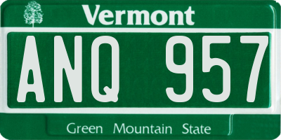 VT license plate ANQ957