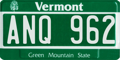 VT license plate ANQ962