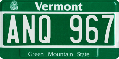 VT license plate ANQ967