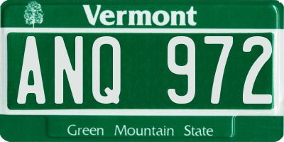 VT license plate ANQ972