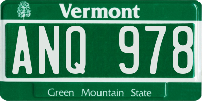 VT license plate ANQ978