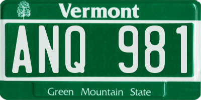 VT license plate ANQ981