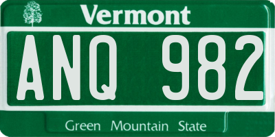 VT license plate ANQ982
