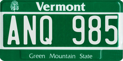VT license plate ANQ985