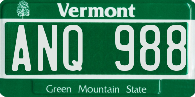 VT license plate ANQ988