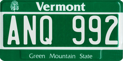 VT license plate ANQ992