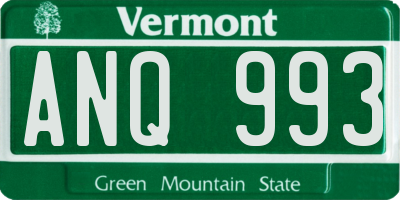VT license plate ANQ993