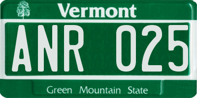 VT license plate ANR025