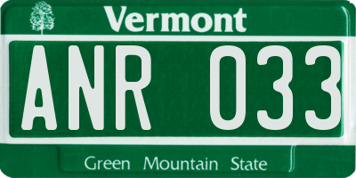 VT license plate ANR033