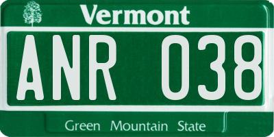 VT license plate ANR038