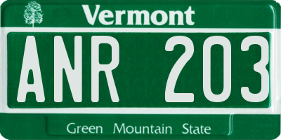 VT license plate ANR203