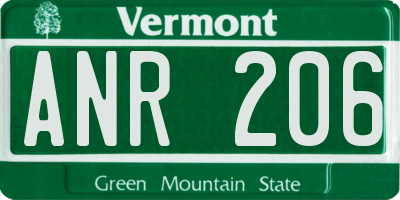 VT license plate ANR206
