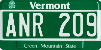 VT license plate ANR209