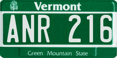VT license plate ANR216