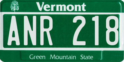 VT license plate ANR218