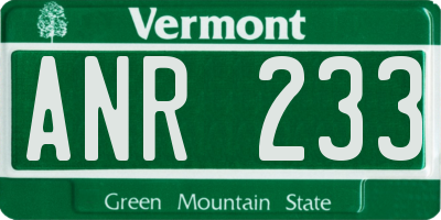 VT license plate ANR233