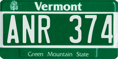 VT license plate ANR374