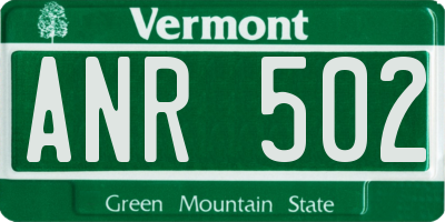 VT license plate ANR502