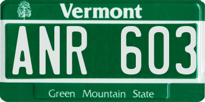 VT license plate ANR603