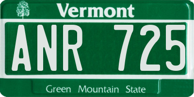 VT license plate ANR725