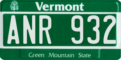 VT license plate ANR932
