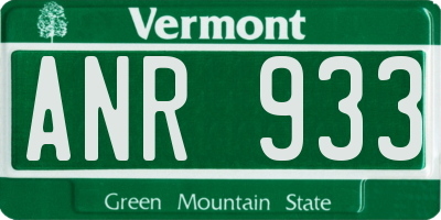 VT license plate ANR933