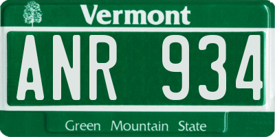 VT license plate ANR934
