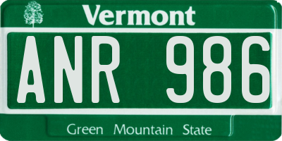 VT license plate ANR986