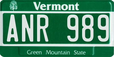 VT license plate ANR989