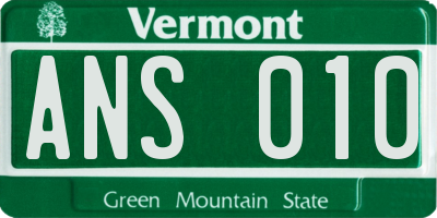 VT license plate ANS010