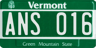 VT license plate ANS016