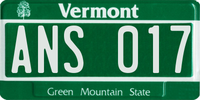 VT license plate ANS017