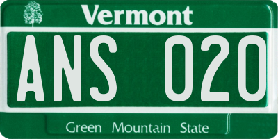 VT license plate ANS020