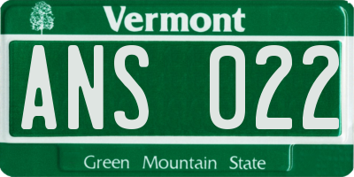 VT license plate ANS022