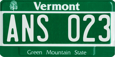 VT license plate ANS023