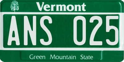 VT license plate ANS025