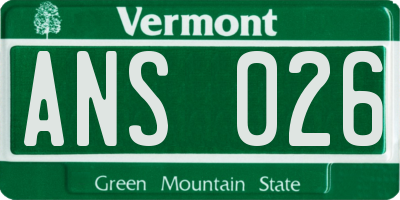 VT license plate ANS026
