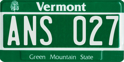 VT license plate ANS027